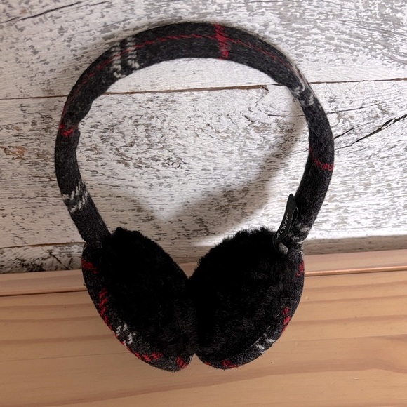 J. Crew Wool Tartan Shearling Earmuffs - Picture 2 of 3